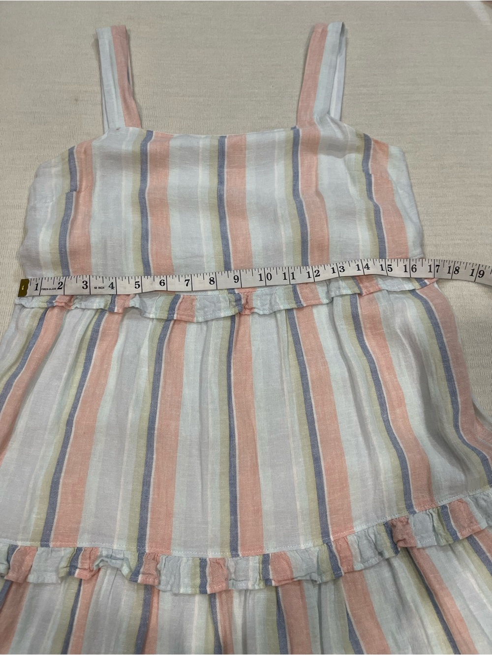 Rails Sandy Tiered Linen Blend Mini Dress - Biarritz Multi Stripe Size XSmall - Picture 8 of 14